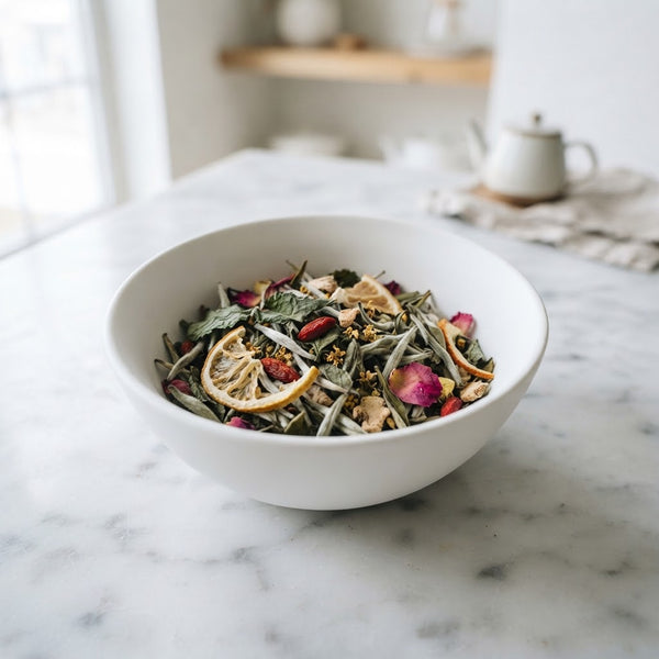 Mint/Lemon/Rose/Osmanthus/Ginger/Orange/Goji Berry White Tea, Fujian – AAA