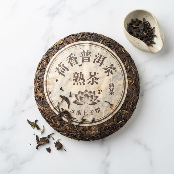 Ripe Pu'er Teacake, Lotus Fragrance (Hexiang)